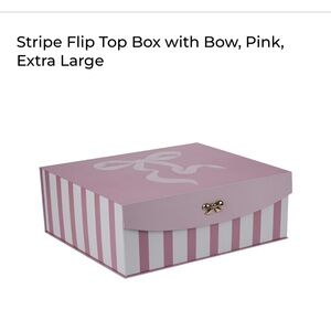 Viral Dollar General Pink Stripe Flip Top Box with Bow